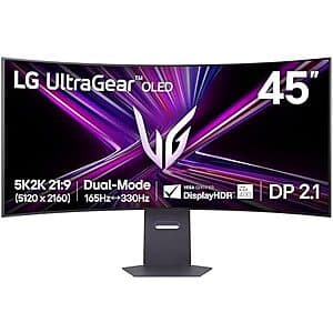 45" LG 45GX950A-B UltraGear 5120x2160 5K2K 165Hz OLED Curved Monitor $1350 + Free Shipping