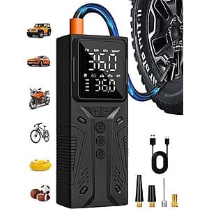 AIRSURE Portable 150PSI Cordless Air Compressor & Tire Inflator $12