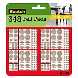 Prime Members: 648-Pc Scotch Felt Pads Value Pack (Beige, Assorted Sizes) $4.75 + Free Shipping