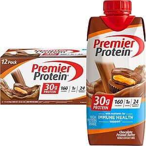24-Pack 11-Oz Premier 30g Protein Shake (Chocolate Peanut Butter) + $10 Credit $40.50 w/ S&S + Free S/H