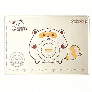 25" x 18" FAOGO Silicone Baking/Dough Mat w/ Raised Lip (Happy Raccoon) $0.35