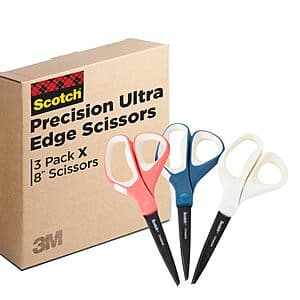 3-Pack 8" Scotch Brand Precision Ultra Edge Scissors $8.40
