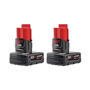 2-Pk Milwaukee M12 12V Red Lithium XC 4.0 Ah Extended Capacity Battery Pack $79 + Free S&H
