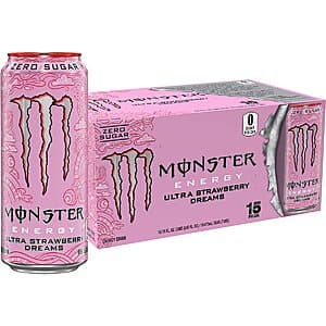 15-Pack 16-Oz Monster Energy Ultra Sugar Free Energy Drink (Strawberry Dreams) $14.25 w/ Subscribe & Save
