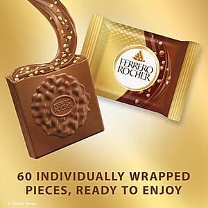 60-Count Ferrero Rocher Premium Chocolate Hazelnut Square (Individually Wrapped) $17.50