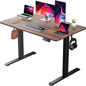 48" x 24" NEXT BEAUTY Electric Standing Desk w/ Memory Presets (Dark Walnut) $100 + Free S&H