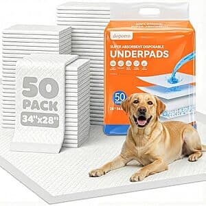 50-Ct 28"x34" Disposable X-Large Puppy Pads $9.90