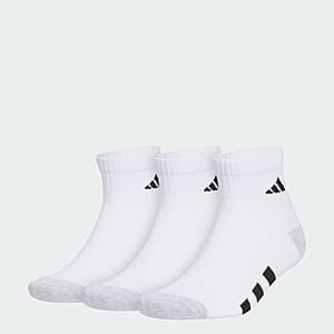3-Pk adidas Men's Cushioned Quarter Socks (Large): Black $7.20, White $6.60 + Free S&H