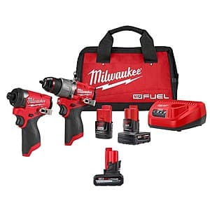Milwaukee M12 FUEL 12V Brushless Hammer Drill/Impact Driver Kit w/ 3 Batteries $209 + Free S&H