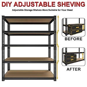 5-Shelf HAGOO Garage Storage Unit (72" H x 40" W x 20" D) $35.85 + Free S&H