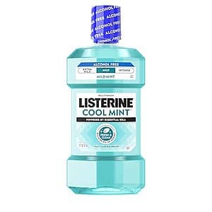 Select Accounts: 1L Listerine Zero Alcohol Mouthwash (Cool Mint) $3.55 w/ S&S