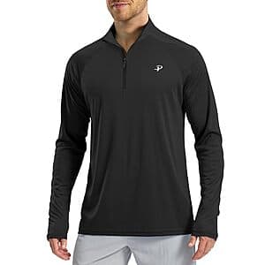 Pudolla Men's 1/4 Zip UPF 50+ Long Sleeve Sun Shirt (Various) $10
