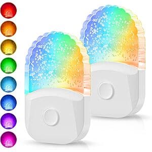 2-Pack DORESshop RGB LED Plug-In Light Sensor Night Lights $7