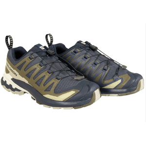 Salomon Men's XA PRO 3D V9 trail running shoe in black with reinforced toe cap, Quicklace closure, and All Terrain Contagrip outsole.