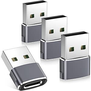 4-pk Basesailor USB-C Female to USB-A Male Adapters (Gray) $4.05 & More + Free S&H