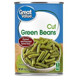 Select Walmart Locations: 14.5-Oz Great Value Cut Green Beans $0.50 & More + Free Pickup