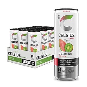 12-Pack 12-Oz Celsius Energy Drink (Kiwi Guava or Tropical Vibe) $12.75 w/ Subscribe & Save