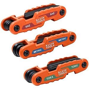 3-Pc 25-Key Klein Tools Compact Folding Hex Key Set (Torx, SAE & Metric Kit) $20
