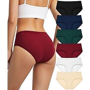 6-pk Cuweni Women's Cotton Low Rise Hipster Underwear $8