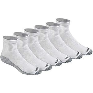 6-Pairs Dickies Men's Dri-tech Moisture Control Quarter Socks (White or Black) $8.40