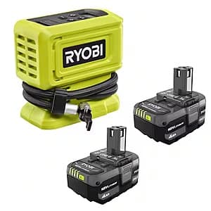 RYOBI ONE+ 18V Cordless High Pressure Inflator w/ 2-Pk ONE+ 18V 4.0 Ah Batteries $93.95 + Free Shipping