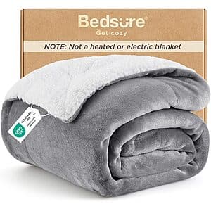 50"x60" Bedsure GentleSoft Reversible Sherpa Fleece Throw Blanket (Grey) $10.45 & More