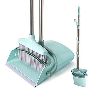 XXXFLOWER 55" Sweeping Broom and Dustpan w/ Cleaning Teeth Set $12