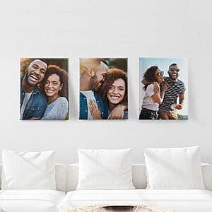 3-Pack 11"x14" Custom Photo Canvas $11 + Free Store Pickup