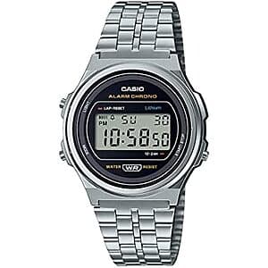 Casio Vintage Stainless Steel Bracelet 39mm Watch w/ LED Illumination & Stopwatch $27.60
