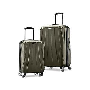 Samsonite Centric 2 Hardside Expandable Luggage set with two pieces (20 and 24 inches) in olive green finish with spinner wheels.