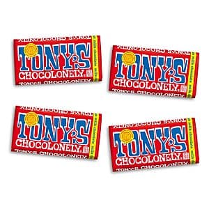 Prime Members: 4-Pk 6.35-Oz Tony’s Chocolonely Belgian Milk Chocolate Candy Bars $12.40 w/ S&S + Free S&H