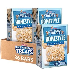 Select Accts: 36-Ct Rice Krispies Treats Homestyle Original Marshmallow Snack Bars $11.20 w/ S&S