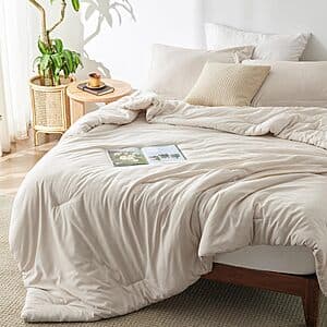 3-Pc Bedsure King Comforter Set w/ 2 Pillow Shams (Beige) $28