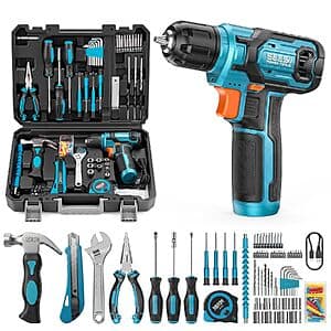 108-Pc Seesii Cordless Drill Home Tool Kit w/ 12Nm Torque & 2000mAh Battery $30 + Free S&H