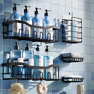 5-Piece EUDELE Rustproof Stainless Steel Hanging Shower Caddy Set w/ Adhesive $8.25