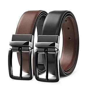 Milorde Men's Black/Brown Reversible Leather Belt (Various Sizes) from $7.10