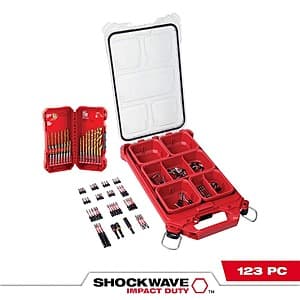 123-Piece Milwaukee SHOCKWAVE Screw Driver Bit + Titanium Drill Bit Set w/ PACKOUT Case $55 + Free Shipping