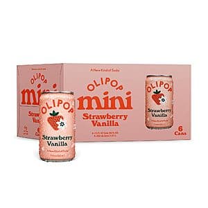 6-Pack 7.5-Oz OLIPOP Minis Prebiotic Soda Pop (Strawberry Vanilla) $5.40 w/ Subscribe & Save