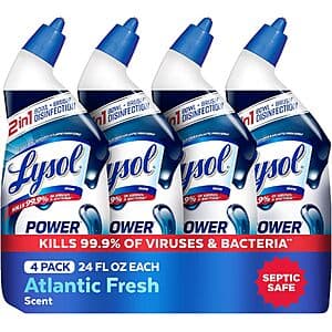 4-Pk 24-Oz Lysol Power Clinging Gel Toilet Bowl Cleaner (Atlantic Fresh) $6.10 w/ S&S