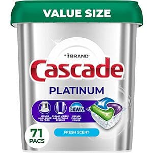 Select Accounts: 71-Ct Cascade Platinum Dishwasher Pods (Fresh Scent) $14.25 w/ S&S