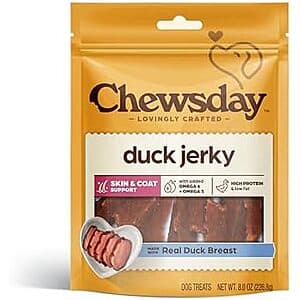 8-Oz Chewsday Tender Dog Treats (Duck Jerky) $4.30