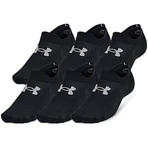 6-Pk Under Armour Unisex Adult Essential Ultra Low Tab Socks (Black) $12.60