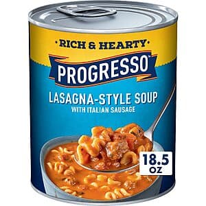 18.5-Oz Progresso Rich & Hearty Lasagna-Style Soup w/ Italian Sausage $1.60