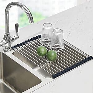 17.5" x 11.8" Seropy Over The Sink Roll Up Dish Drying Rack (Black) $6.30