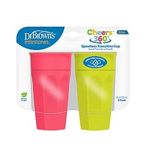 2-Pk 10-Oz Dr. Brown's Milestones Cheers 360 Spoutless Transition Cup $4.20 & More