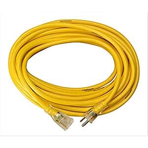 $17.31: 25' Yellow Jacket 12/3 Heavy-Duty 15-Amp SJTW Extension Cord w/ Lighted Ends at Amazon
