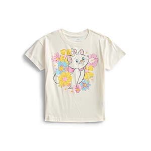 Toddler short-sleeve crewneck graphic tee with licensed character design in solid color.