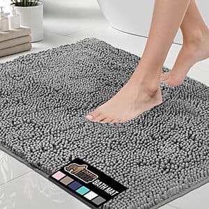 24" x 17" Gorilla Grip Quick Dry Microfiber Chenille Bath Rug (Grey) $7.60