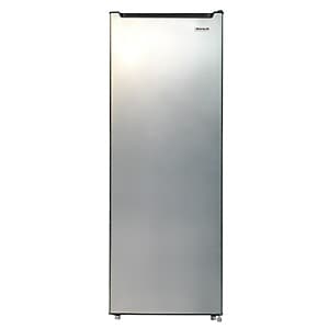 White Frigidaire upright freezer with 6.5 cubic feet capacity, featuring a single front-opening door and temperature control dial on the exterior.