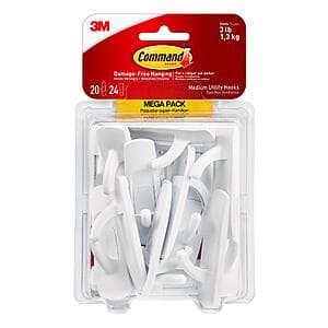 20-Count Command Utility Hooks w/ Adhesive Strips (Medium) $6.73 + Free Shipping w/ Prime or on $35+